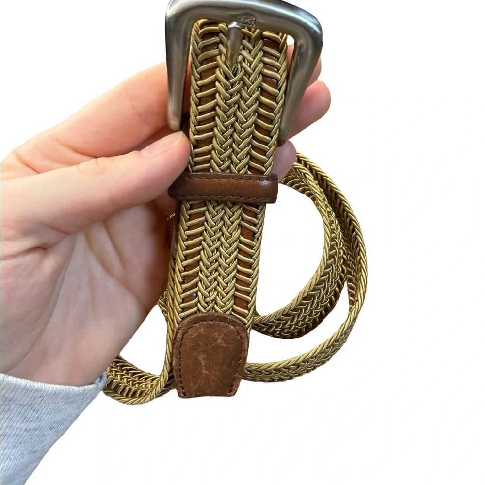 ✨ Torino Woven Stretch Leather Belt Brown & Gold Size 40‎ ✨